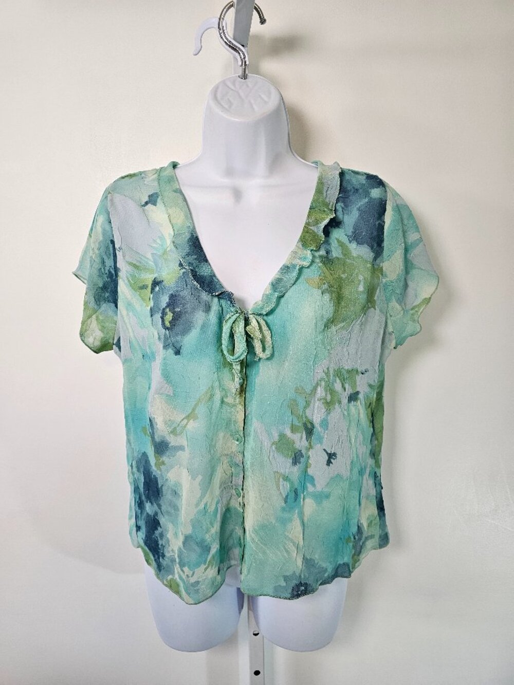 Adini Blouse Blue Floral Coquette Whimsical Sheer Festival Summer M